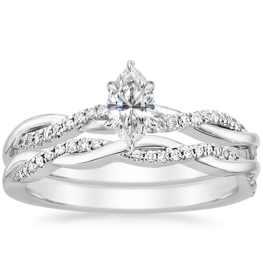 18K White Gold Petite Twisted Vine Diamond Bridal Set 1 4 ct. tw